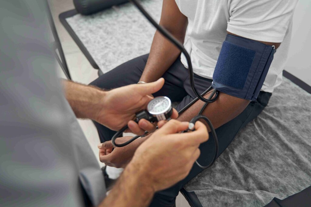 blood pressure being measured