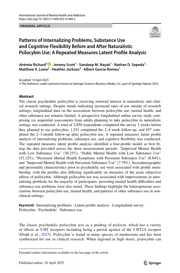 cover of study relating to cognitive flexibility and psilocybin