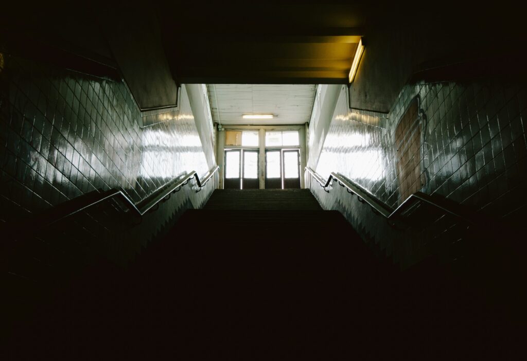 door above a flight of stairs