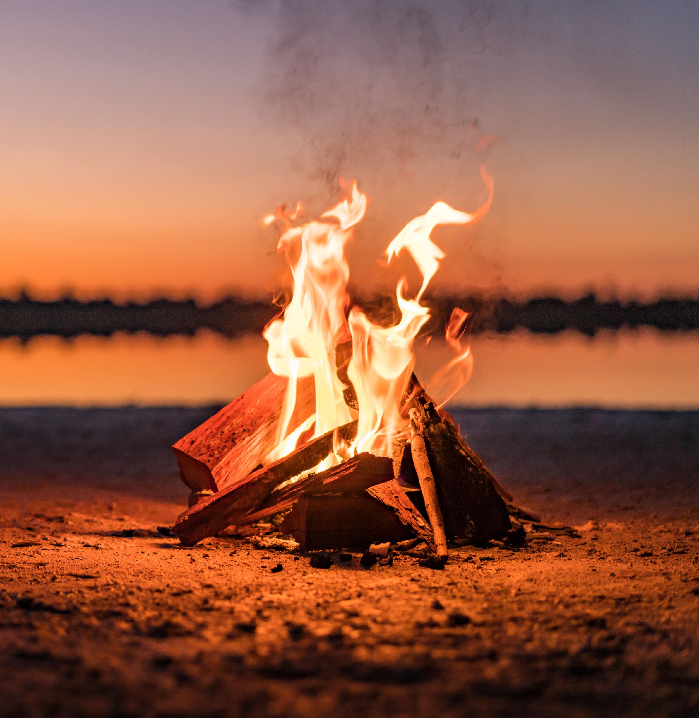campfire on a beach